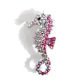 Elegant seahorse brooch pin with colorful rhinestones for ocean-themed fashion accessories. - Pink Rainbow Rhinestone (J6-1-1115)