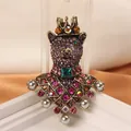 Elegante vintage barokke berenspeld met gouden kroon, paarse strassteentjes en parels - Vintage Kroon Beerkop Stijl (SMT1005005925508747) / 0,1