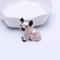 Schattige Franse Bulldog emaille speld in crème en zwart voor kleding en accessoires - Franse Bulldog Emaille Stijl / Roze