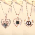 Exquise roségouden hartprojectie ketting set met drie unieke liefdesontwerpen - Hartgewei, Liefde Vortex en Eenvoudig Hart Set