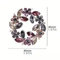 Round floral wreath brooch with purple crystals and champagne stones, 40mm diameter - Purple Champagne Wreath Style (D5-6-7287) / Multicolor
