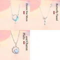 Set van drie elegante zilveren halskettingen met hangers van maan, vlinder en sterren - 3-delige set / Ster Maan + Vlinder + Planeet