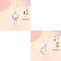 Elegant moonstone pendant necklaces in silver finish, floral and crescent moon designs - Fanghua & Affinity (Style 2) / Two-Piece Set