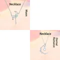 Elegant sterling silver moonstone crescent moon pendant necklace for women's gift - Moon & Affinity (Style 4) / Two-Piece Set