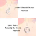 Elegant 925 silver moonstone necklace set featuring crescent moon and snake pendants. - Affinity & Snake Moon (Style 6) / Two-Piece Set