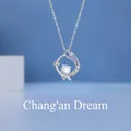Elegant silver necklace featuring a moonstone pendant with purple enamel fox tail design - Chang'an Dream