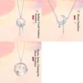 Set of three elegant moonstone pendant necklaces with silver chains and floral motifs - Fanghua & Moon & Snake Moon (Style 2) / Three-Piece Set