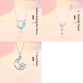 Set van 3 zilveren kettingen met ster, maan en vlinder hangers. - 3-delige set / Ster Maan + Vlinder + Sneeuwvlok