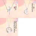 Elegant moonstone necklace set with crescent moon and snake pendants in silver finish. - Moon & Affinity & Snake Moon (Style 4) / Three-Piece Set