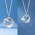High-quality silver snake and cosmic planet pendant necklaces for stylish women - Snake Moon And Universe Planet
