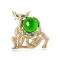 Vintage gold cat brooch featuring a large vibrant green jelly glass decorative sphere - Double Cat Style (Green Stone) / Green