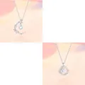 Elegant silver necklace set with imitation moonstone pendants for women - Set of 2-C / 2 Pcs/Set