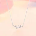 Elegant dainty silver bamboo branch necklace with sparkling zirconia pendant for women - Bamboo