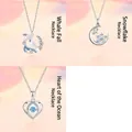 Set of three necklaces featuring whale, moon, and heart pendants with crystal accents. - Three-Piece Set / Silver-Set 6
