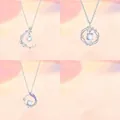 Set of three elegant silver-plated necklaces featuring delicate faux moonstone pendants - 3-Piece Set 1 / Set of 3
