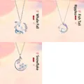 Set of three necklaces featuring whale, fishtail, and snowflake pendants with pearls. - Three-Piece Set / Silver-Set 2