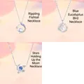 Elegante set van drie sterling zilveren kettingen met vissenstaart- en maanhangers - 3-delige Set 5 (Vissenstaart/Veer Vogel/Ster Maan)