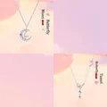 Luxe zilveren halsketting met maan- en vlinderhangers en elegante opaalstenen - Ketting Set (Set 1) / Set van 2
