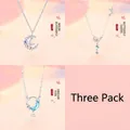 Driedelig set van elegante zilveren halskettingen met maan-, ster- en vlinderhangers. - Ketting Set (Set 2) / 3-pack