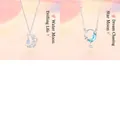 Elegant crescent moon and star pendant necklaces with blue crystals for women. - 2-Piece Set (Moon & Stars)
