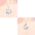 Elegant silver-plated whale pearl necklace and snowflake moon pendant for women. - Two-Piece Set / Silver-Set 3