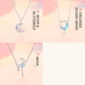 Set van 3 elegante zilveren kettingen met maan- en vlinderhangers en blauwe kristallen - Ketting Set (Set 6) / 3-pack