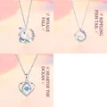 Set of three necklaces featuring whale, fishtail, and blue heart pendants - Three-Piece Set / Silver-Set 3