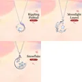 Set of 3 silver necklaces with whale tail, moon and snowflake pendants - Three-Piece Set / Silver-Set 7