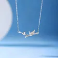 Elegant silver bamboo pendant necklace for women with a sparkling crystal detail - Contentment (Bamboo Theme)