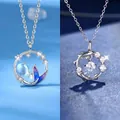 Zilveren ketting met zeemeerminstaart en sterhanger met blauwe accenten - Vis & Jij + Geluks Koi (Eenvoudige Verpakking)