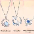 Elegante Pluto, Whale Fall en Ster & Maan hanger kettingen voor dames, sieraden cadeau. - Pluto Walvisval Maan en Sterren Set