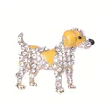 Leuke hondenspeld met fonkelende kristallen en geel emaille voor kledingaccessoires - Gele Emaille Strass Hond Brosche / Geel