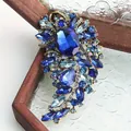 Elegante luxe vintage blauwe kristallen broche met grote ovale steen en gouden rand - Blauwe Waterdruppelstijl (风格24)