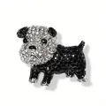 Fonkelende zwart-witte kristallen bulldog broche speld voor hondenliefhebbers mode - Zwart en Wit Strass Bulldog Stijl / Zwart Wit