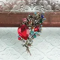 Luxe vintage kristallen broche met een grote rode traanvormige steen voor feest - Rode Bessenstijl (风格26)