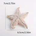 Elegante zeester broche met parels en strass steentjes voor oceaan thema mode sieraden - Gouden Kunstparel Strass Grote Zeester (o5-1-5380)