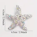 Zeester broche met strass steentjes, 6,5 cm groot voor modieuze kledingaccessoires - Zilveren AB Irillerende Strass Grote Zeester (o2-4-5154)