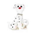 Schattige Dalmatiër broche van wit emaille met zwarte stippen en parel detail. - Dalmatiër Kunstparel Puppy (27)