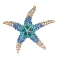 Elegante zeester broche met fonkelende blauwe en witte strassteentjes voor oceaanthema - Blauwe en Witte Strass Zeester (m5-3-5036) / Zoals afgebeeld