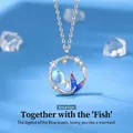 Elegante zilveren zeemeermin staart ketting met blauwe maansteen en kristallen details - Vis & Jij (Cadeaubonset)