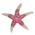 Elegante fonkelende zeester broche met roze paarse strasssteentjes en gouden afwerking - Roze en Paarse Strass Zeester (m6-5-4860) / Zoals afgebeeld