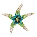 Elegante zeester speld met kleurrijke strass steentjes voor dames mode accessoires - Groene en Blauwe Strass Zeester (m5-3-5042) / Zoals afgebeeld