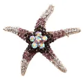 Elegante zeester broche speld met meerkleurige strass steentjes op goudkleurige basis - Paarse Strass Zeester (m5-3-5037) / Zoals afgebeeld