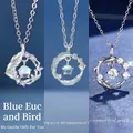 Elegante sterling zilveren kettingen met blauwe edelstenen en veerontwerpen voor dames - Eucalyptus & Vogel + Veer met jou + Geluks Koi (Cadeaudoos)