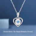 Elegant heart of the ocean necklace with blue crystal pendant in silver finish. - Heart Pendant / Blue Heart