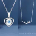 Elegant heart of the ocean necklace and silver bamboo pendant set for women - Two-Piece Set / Blue Heart & Bamboo