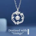 Elegante S925 zilveren ketting met ginkgo blad hanger en iriserende maansteen kraal. - Ginkgoblad Stijl / Eenvoudige Verpakking / Zilver (Irillerende Kraal)