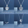 Set of 4 minimalist silver heart and bird necklaces for women with blue crystals - Four-Piece Set / Full 4-Necklace Set
