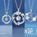 Elegant silver pendant necklace set with feather, gingko, and floral butterfly designs. - Feather + Ginkgo + Heart Flower Style