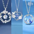 Set of three silver necklaces featuring ginkgo leaf, butterfly, and mermaid tail motifs - Ginkgo + Heart Flower + Fish Tail Style